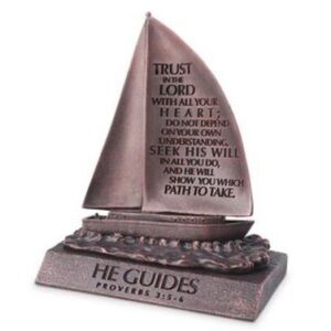 He Guides, Trust In the Lord, Sailboat Sculpture, Small